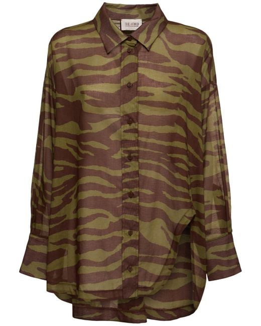 The Attico Brown Damen Musselinhemd Mit Zebramuster