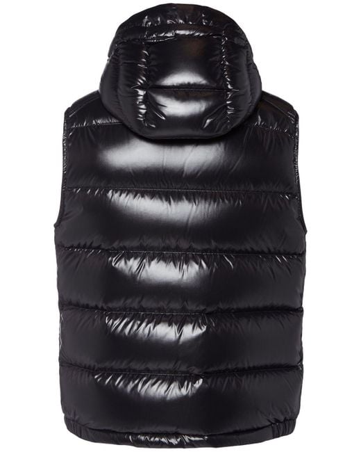 Moncler Black Bormes Hooded Nylon Down Vest for men
