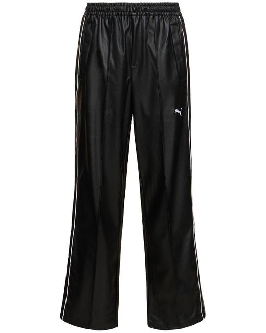 Pantaloni t7 in similpelle di PUMA in Black da Uomo