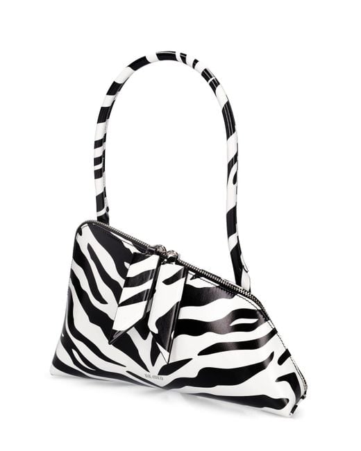 The Attico Black Sunrise Zebra Print Leather Shoulder Bag