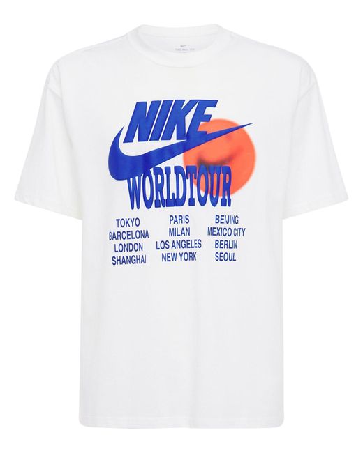 T-shirt "world tour" con stampa di Nike in Blue da Uomo