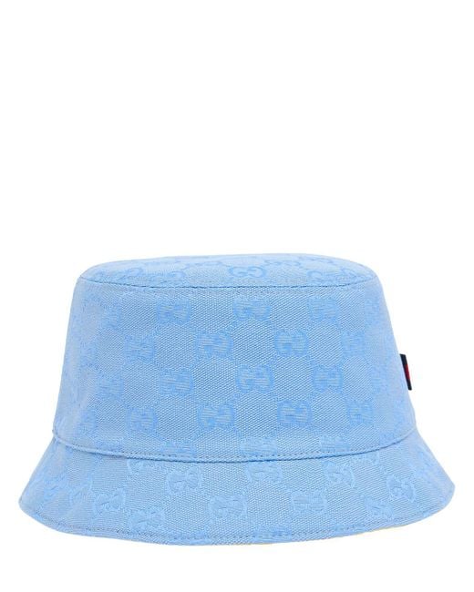 Cappello bucket in tessuto gg di Gucci in Blue