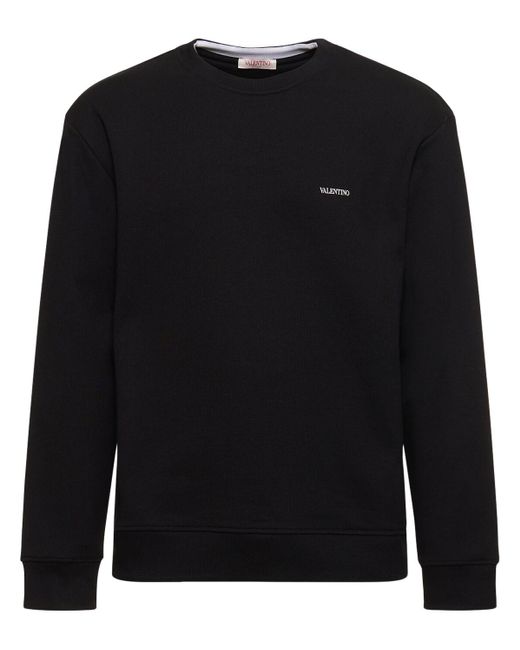 Valentino Sweatshirt Aus Baumwolle Mit Logo in Black für Herren