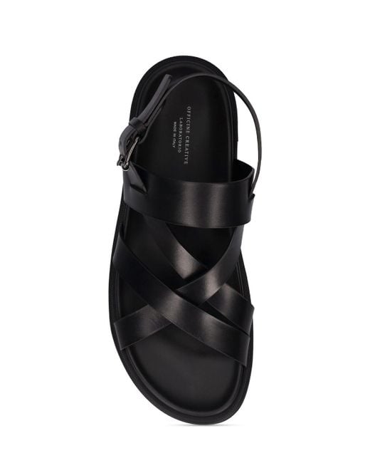 Officine Creative Black Charrat Leather Sandals for men