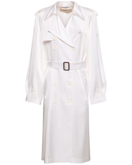 Alexandre Vauthier White Belted Satin Trench Coat
