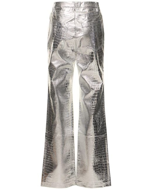 ROTATE BIRGER CHRISTENSEN Gray Textured Metallic Viscose Pants