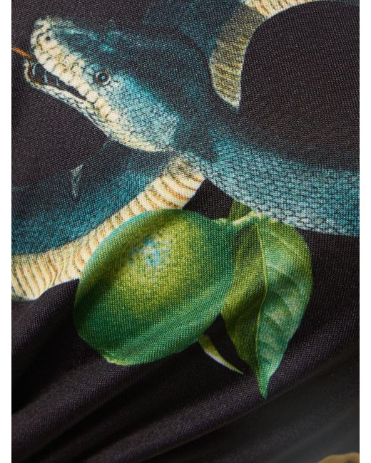 Roberto Cavalli Green Lycra Printed Triangle Bikini Top