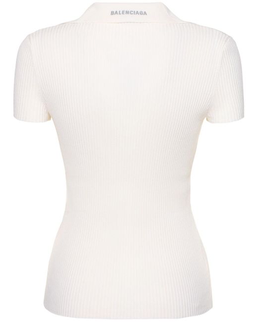 Balenciaga ウールブレンド フィット ポロシャツ White