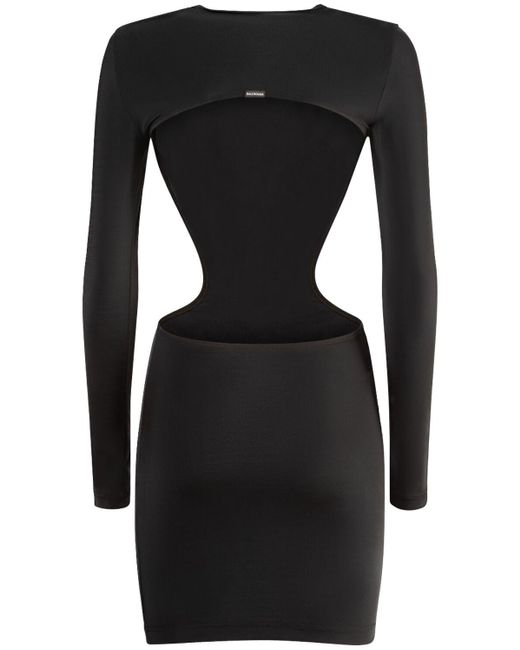 Balenciaga Black Cut Out Nylon Blend Mini Dress