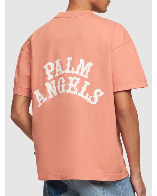 Palm Angels Pink Dice Game Logo Cotton T-shirt for men