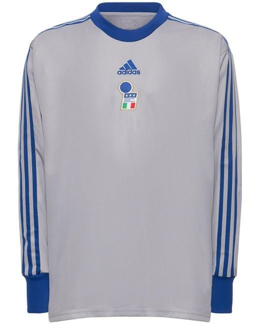 Adidas Originals Blue Italy 2023 Icon Goalkeeper Jersey Tshirt for men