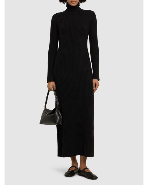Guest In Residence Black Langes Kleid Aus Geripptem Kaschmir