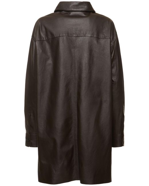 Lemaire Black Loose Fit Leather Overshirt