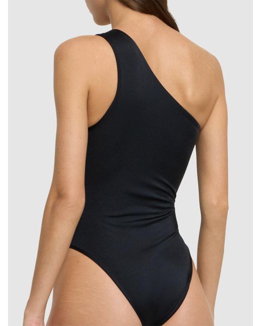 Balmain Black Sequined One Shoulder One Piece Swimsuit