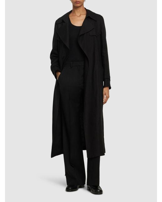 Tagliatore 0205 Black Carola Linen Trench Coat