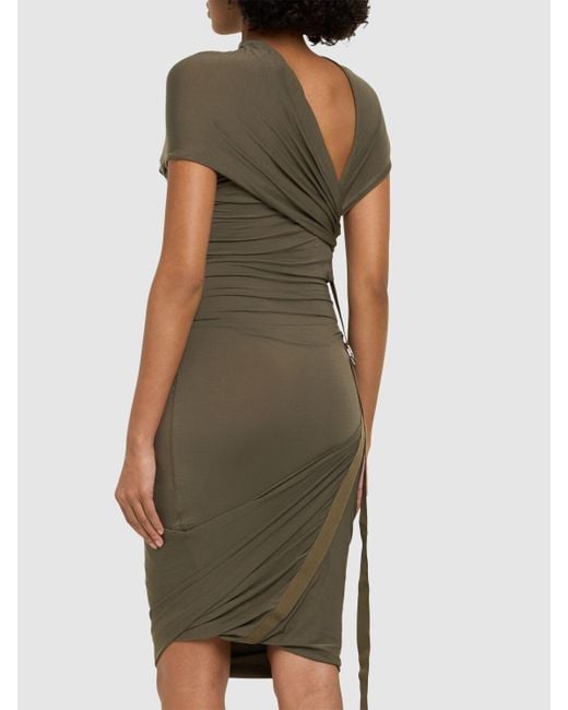 Helmut Lang Green Fluid Draped Mini Dress