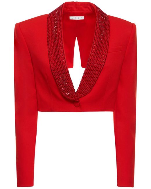 Blazer court en laine embellie Area en coloris Red
