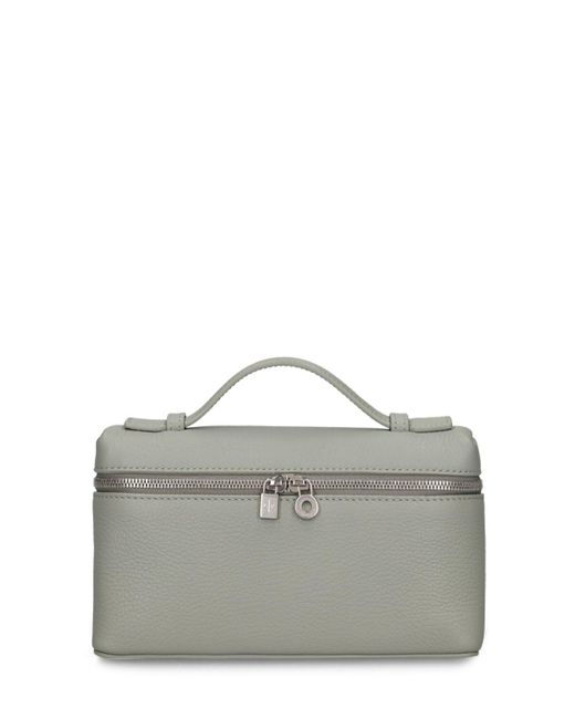 Loro Piana Gray Extra Pocket 19 Leather Top Handle Bag