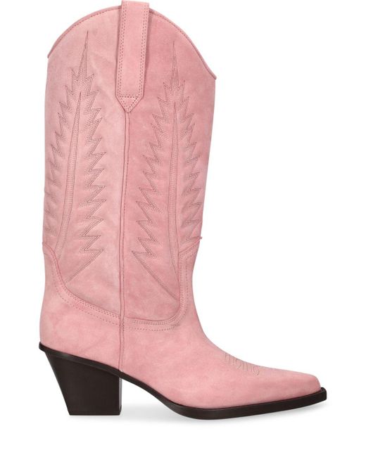 Paris Texas Pink Rosario Embroidered Suede Western Boots