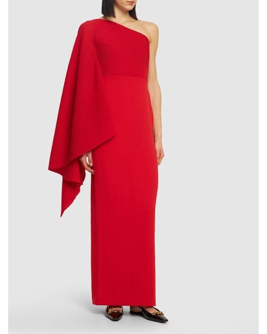 Solace London Lillia ワンショルダークレープロングドレス Red
