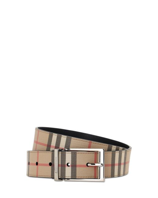 Burberry White 3.5cm Check Faux Leather Belt for men