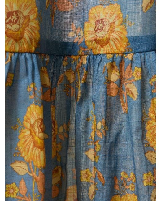 Zimmermann Blue Junie Ruffled Cotton Midi Dress