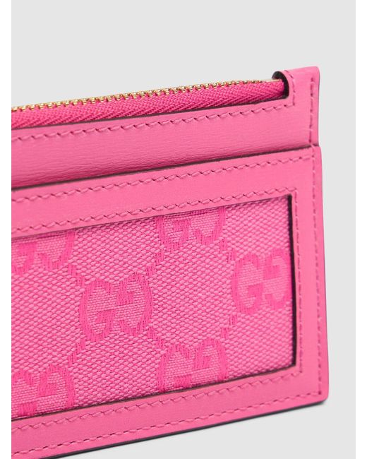 Portefeuille en toile gg et cuir luce Gucci en coloris Pink
