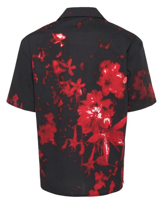 Camisa de algodón con estampado Alexander McQueen de hombre de color Red