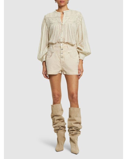 Isabel Marant Natural Jovany High Waist Cotton Shorts