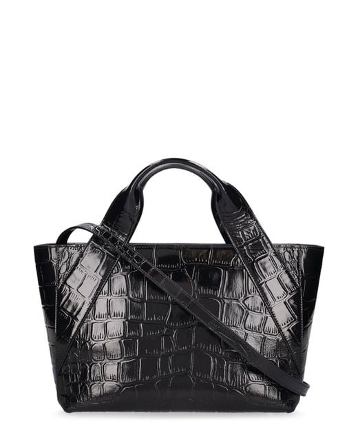 Anine Bing Black Maya Embossed Leather Tote Bag