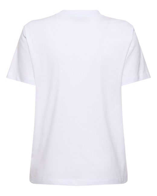 T-shirt in jersey di cotone con logo e rosa di MSGM in White