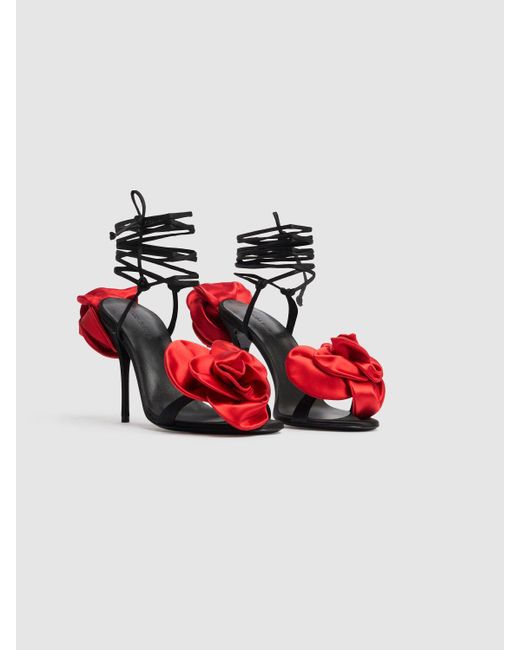 Magda Butrym Red 105mm Satin Flower Sandals