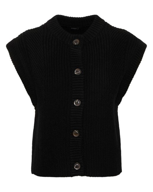 Soeur Black Amore Buttoned Wool Vest