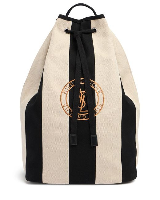 Saint Laurent Black Rive Gauche Cotton & Linen Body Bag for men