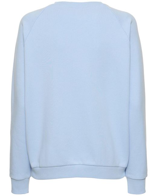 Sweat-shirt en coton éponge à col ras-du-cou Tory Sport en coloris Blue