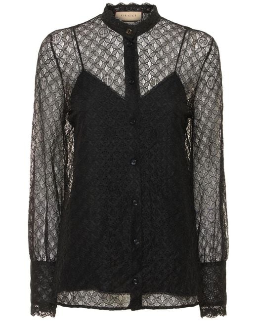 Gucci gg Lace Shirt in Black | Lyst