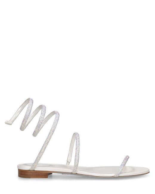 Rene Caovilla White 10Mm Embellished Satin Sandals