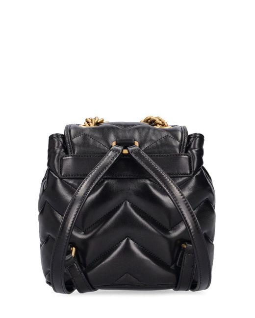 Gg marmont leather backpack di Gucci in Black