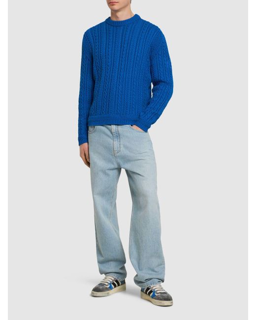 Bally Blue Cotton Crewneck Sweater for men