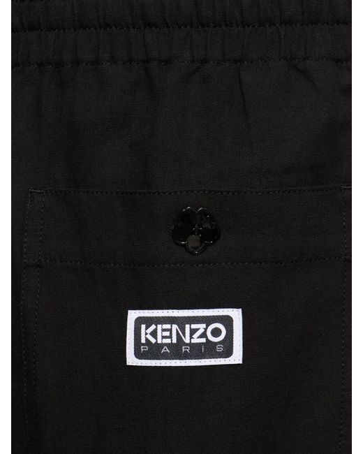 KENZO Black Cotton & Linen Cargo jogging Pants for men