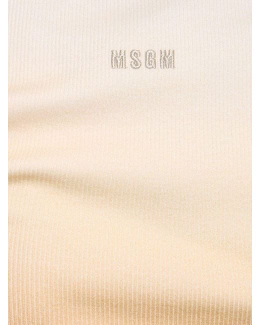 MSGM Orange Printed Stretch Cotton Tank Top