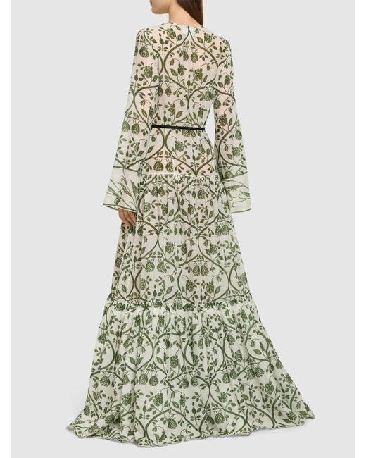 Giambattista Valli プリントコットンボイル ロングドレス Green