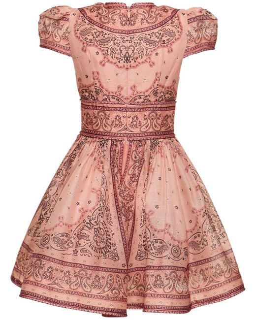 Zimmermann Pink Matchmaker Structured Linen Mini Dress