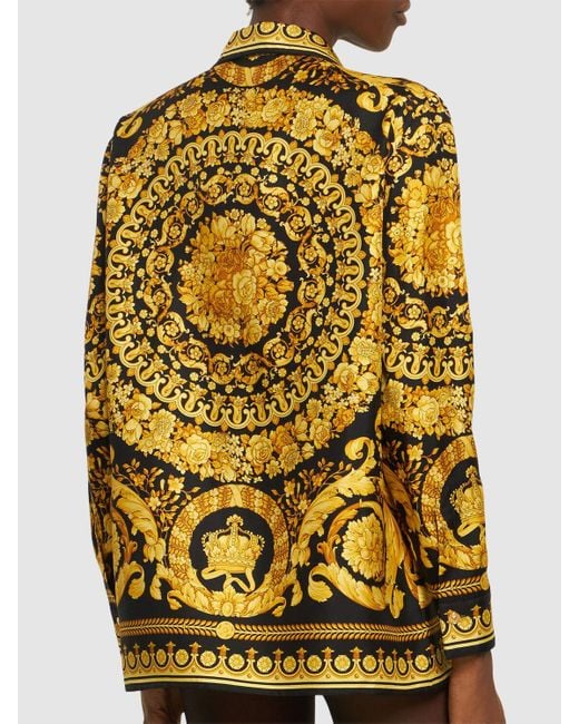 Camisa de sarga de seda con estampado barroco Versace de color Yellow