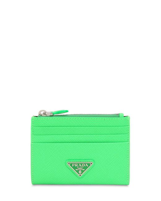 Saffiano leather credit card holder prada top