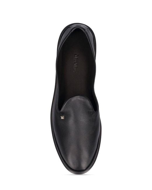 Max Mara Black 10Mm Leen Leather Flat Shoes