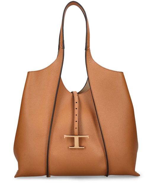 Tod's Brown Shopping T Medium Leather Tote Bag