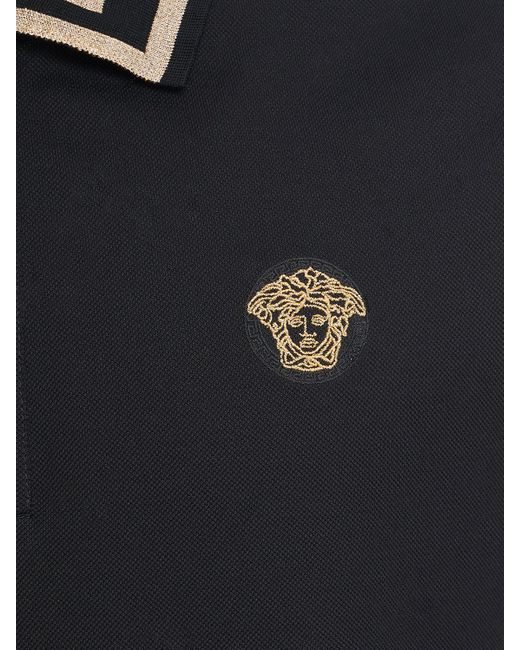 Versace Polohemd Aus Baumwollpiqué in Black für Herren