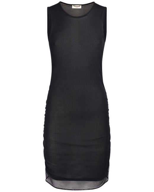 Vestito a-line in nylon di Saint Laurent in Black