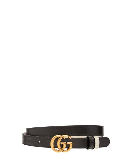 Gucci Multicolor gg Marmont Reversible Thin Leather Belt